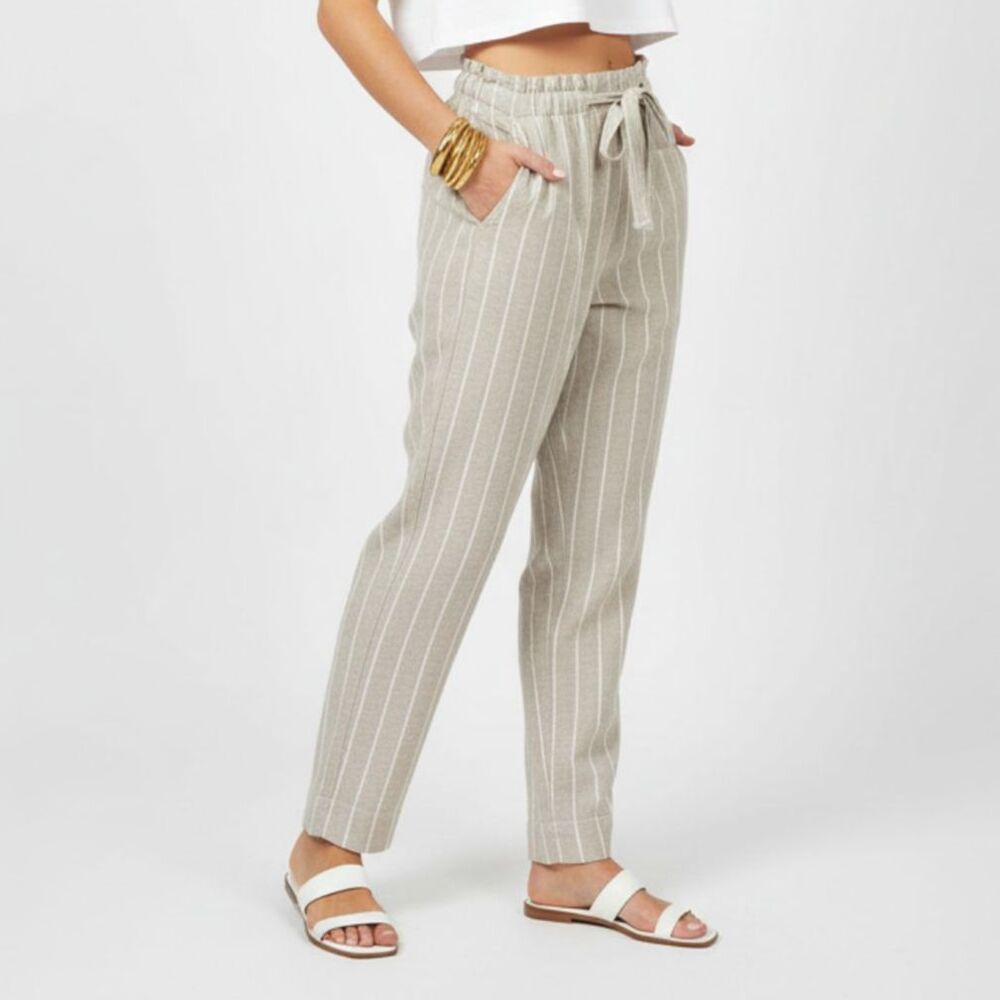 Beach Lunch Lounge Linen Blend Giavanna  Sailing Tan & White Pants XS